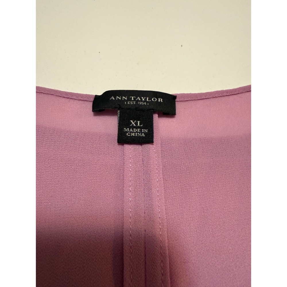 Ann Taylor Mixed Media Layered Look Sweater Lavender Pink Long Sleeve XL - Picture 5 of 6